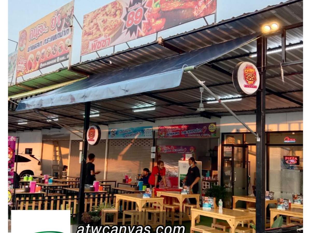 กันสาดแนวดิ่ง ระบบชักรอก